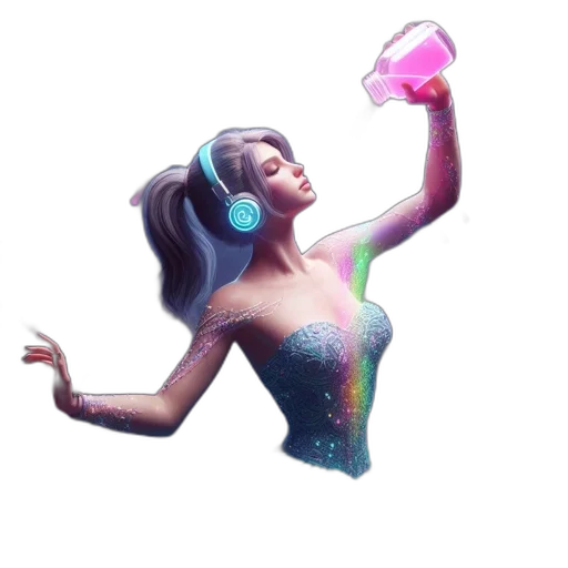 bottle, vaporwave, concept art, pixel art, fantasy art, neon lights, neon, pastel transparent PNG cut-out