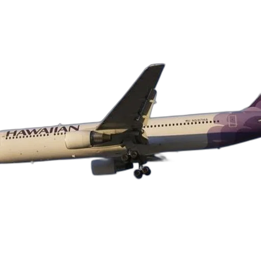 3d render, hawaiian, airlines, airplane, flying, against, clear, blue transparent PNG cut-out