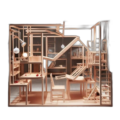 furniture, building, jewelry, 3d render, concept art, elaborate, wooden, structure transparent PNG cut-out