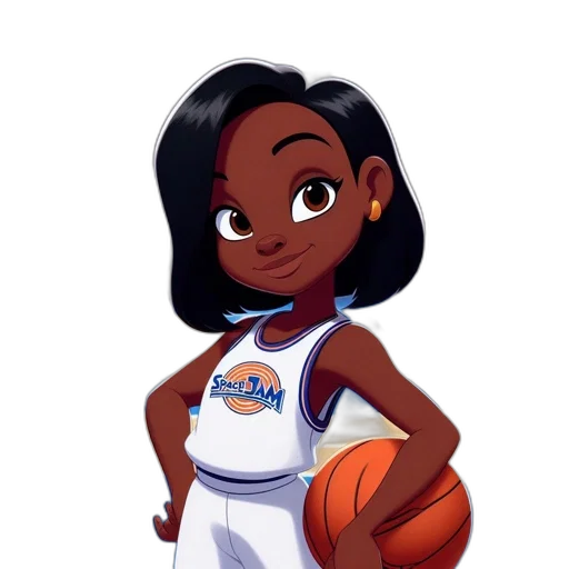 cartoon, concept art, fantasy art, pixel art, young, female, basketball, player transparent PNG cut-out