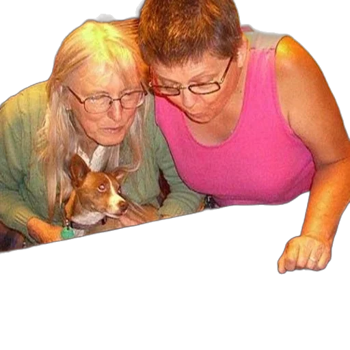 staff, two, women, dog, look, cake, says, happy transparent PNG cut-out