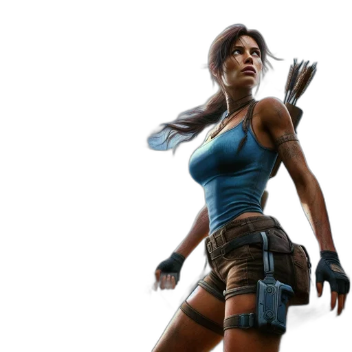 concept art, fantasy art, 3d render, comic book art, woman, bow, arrow, stands transparent PNG cut-out