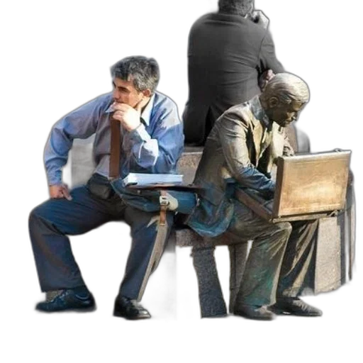 staff, furniture, concept art, 3d render, photorealistic, man, sitting, bench transparent PNG cut-out