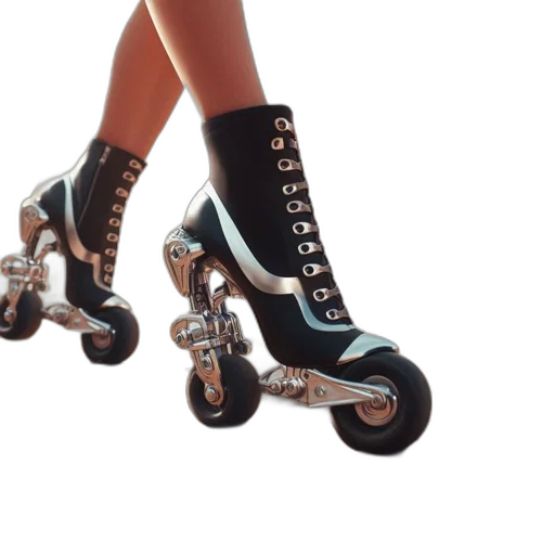 shoes, jewelry, 3d render, cyberpunk, close-up, pair, futuristic, wheels transparent PNG cut-out