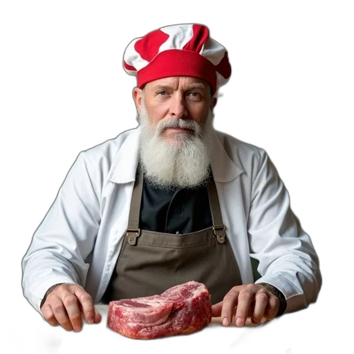 food, animal, hat, staff, photorealistic, man, white, beard transparent PNG cut-out