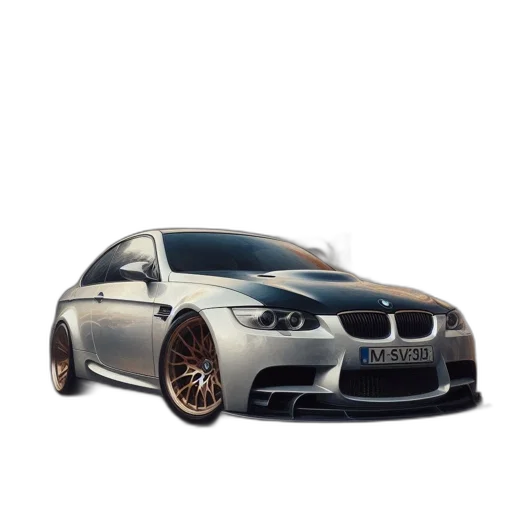 car, 3d render, photorealistic, concept art, modern, bmw, parked, front transparent PNG cut-out