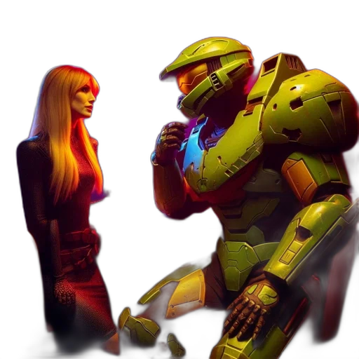 robot, weapon, concept art, 3d render, cyberpunk, pixel art, outer space, neon lights transparent PNG cut-out