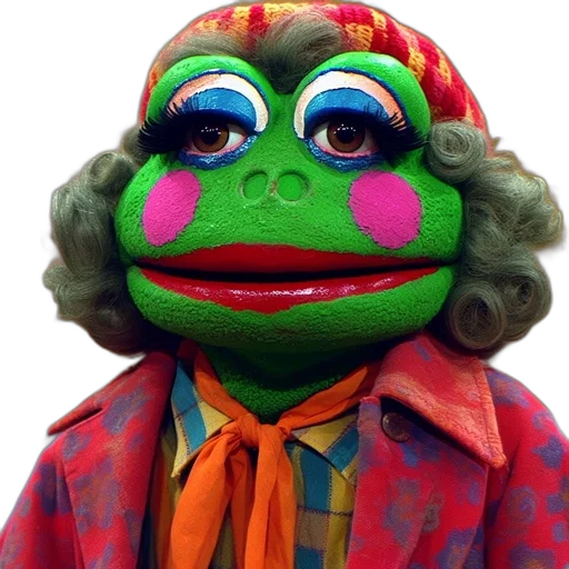 face, mask, dress, jacket, 3d render, photorealistic, colorful, frog transparent PNG cut-out