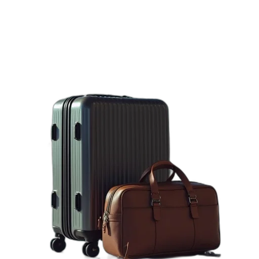 3d render, luggage, suitcase, passport transparent PNG cut-out