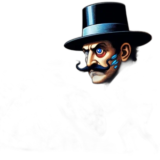 hat, mask, face, staff, concept art, pixel art, 3d render, cartoon transparent PNG cut-out