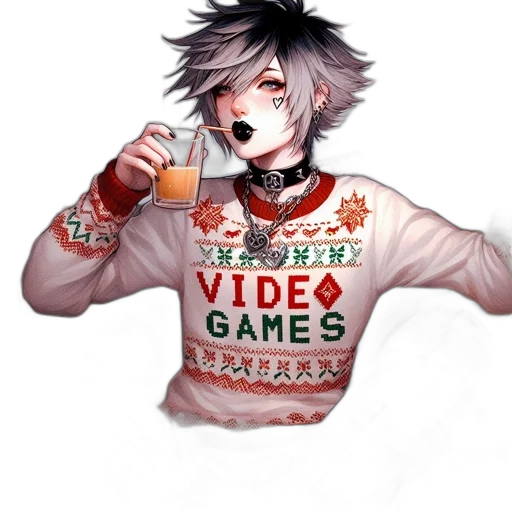 pixel art, anime, vaporwave, concept art, animated, figure, winter, setting transparent PNG cut-out