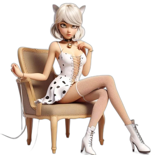 dress, furniture, concept art, fantasy art, 3d render, anime, monochrome, animated transparent PNG cut-out