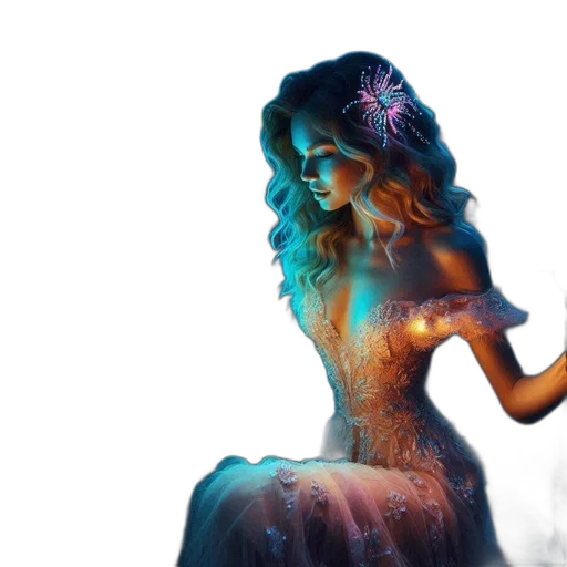 dress, creature, concept art, fantasy art, photorealistic, 3d render, outer space, underwater transparent PNG cut-out