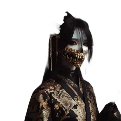 mask, face, jewelry, creature, concept art, fantasy art, 3d render, photorealistic transparent PNG cut-out