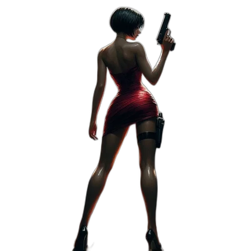 weapon, dress, staff, concept art, pixel art, cyberpunk, 3d render, woman transparent PNG cut-out
