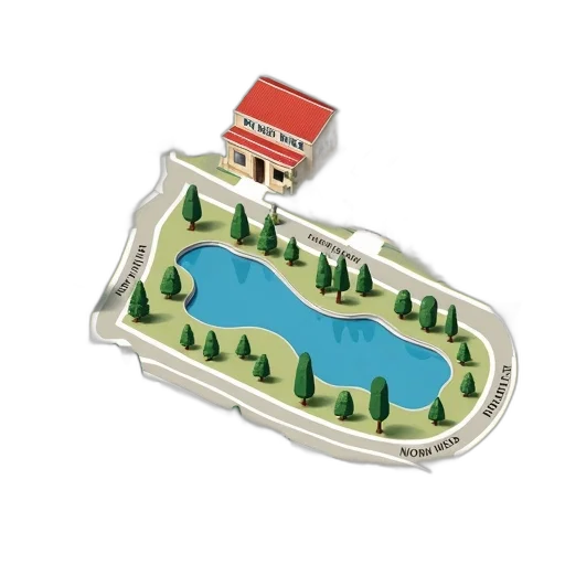 3d render, concept art, detailed, map, neighborhood, streets, buildings, school transparent PNG cut-out