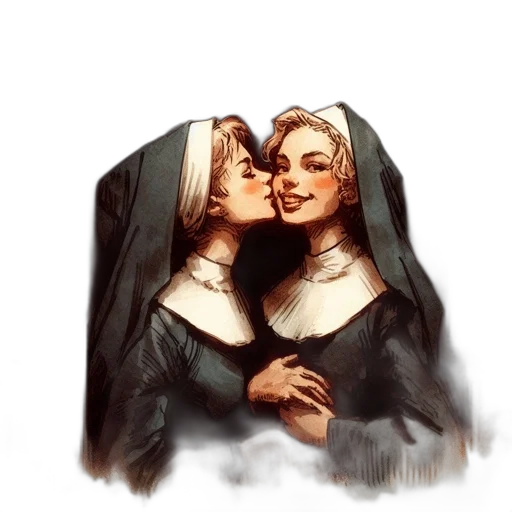 concept art, watercolor, fantasy art, oil painting, fire, dark, two, women transparent PNG cut-out