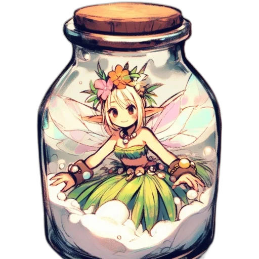 bottle, dragon, dress, weapon, pixel art, fantasy art, concept art, watercolor transparent PNG cut-out