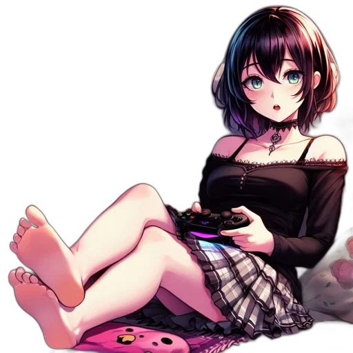 dress, robot, shoes, creature, pixel art, anime, concept art, watercolor transparent PNG cut-out