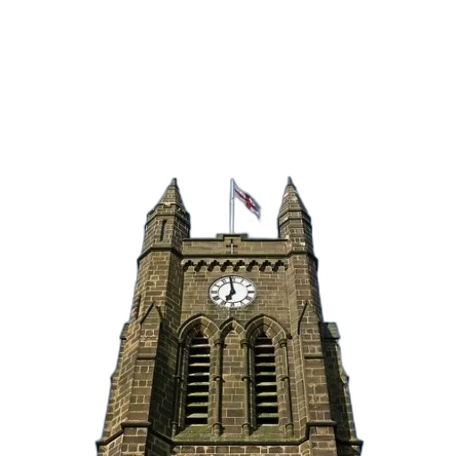 building, staff, crown, face, 3d render, photorealistic, city street, clock transparent PNG cut-out