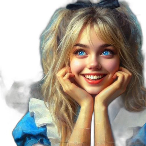 face, photorealistic, oil painting, fantasy art, concept art, blue, young, woman transparent PNG cut-out