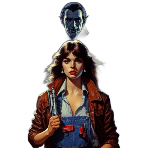 robot, jacket, staff, concept art, comic book art, pixel art, cyberpunk, outer space transparent PNG cut-out