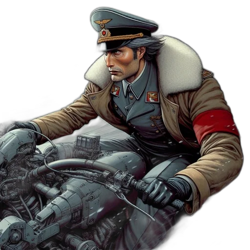 jacket, weapon, car, face, concept art, photorealistic, comic book art, fantasy art transparent PNG cut-out