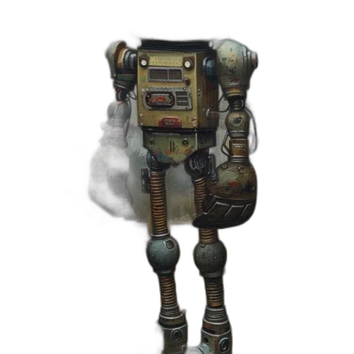 robot, staff, weapon, creature, concept art, cyberpunk, 3d render, fantasy art transparent PNG cut-out