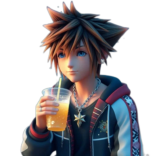 face, food, hair, jacket, concept art, 3d render, anime, photorealistic transparent PNG cut-out