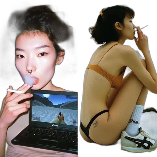 photorealistic, oil painting, vaporwave, concept art, beach, underwater, two, images transparent PNG cut-out
