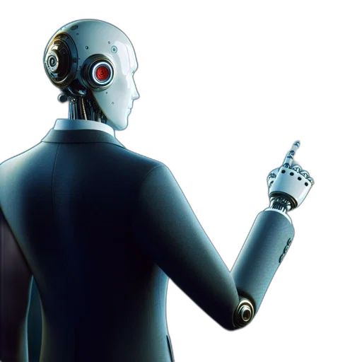 robot, concept art, cyberpunk, 3d render, humanoid, suit, interacts, holographic transparent PNG cut-out