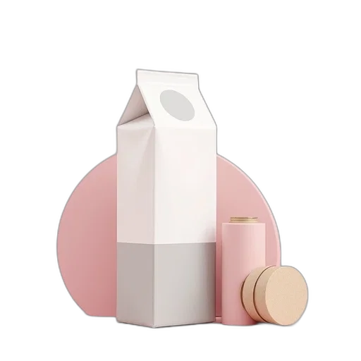 bottle, food, 3d render, pastel, carton, box, white, pink transparent PNG cut-out