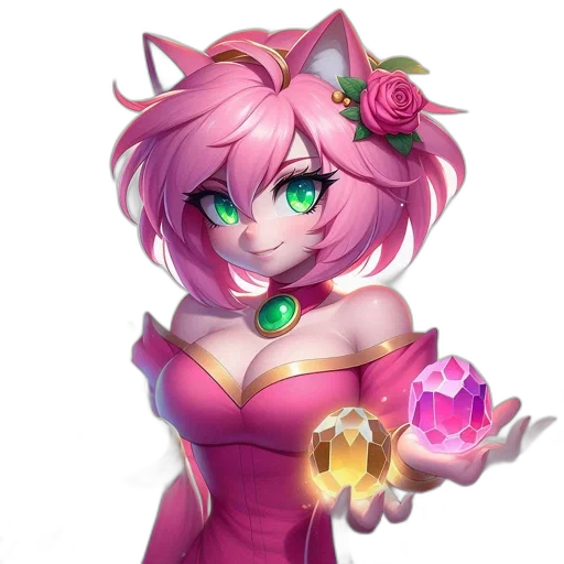 flower, staff, dress, jewelry, fantasy art, concept art, anime, pixel art transparent PNG cut-out