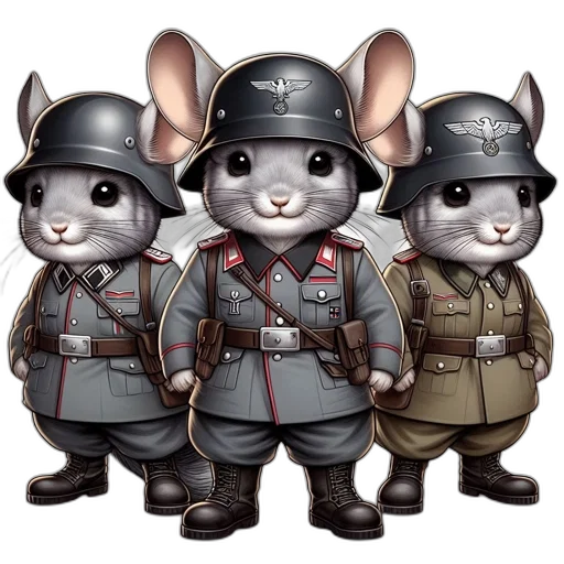 concept art, cartoon, 3d render, pixel art, three, anthropomorphic, chinchilla, soldiers transparent PNG cut-out