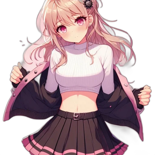 jacket, staff, weapon, dress, anime, pixel art, fantasy art, concept art transparent PNG cut-out
