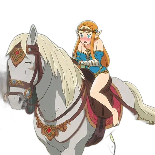 anime, concept art, pixel art, cartoon, elfin, woman, golden, horse transparent PNG cut-out