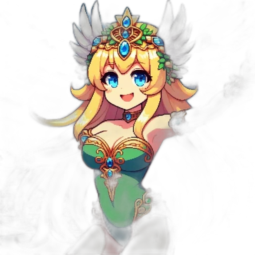crown, staff, flower, dress, pixel art, fantasy art, anime, concept art transparent PNG cut-out