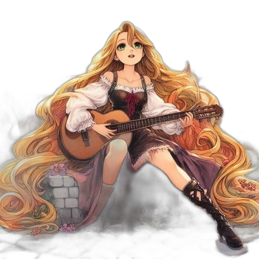 dress, anime, fantasy art, pixel art, concept art, young, woman, sits transparent PNG cut-out