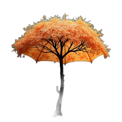 umbrella, tree, hat, crown, 3d render, photorealistic, concept art, fantasy art transparent PNG cut-out