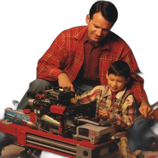 robot, weapon, advertisement, craft, tools, father, set, son transparent PNG cut-out