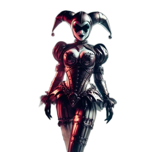 robot, dress, mask, weapon, concept art, 3d render, comic book art, fantasy art transparent PNG cut-out