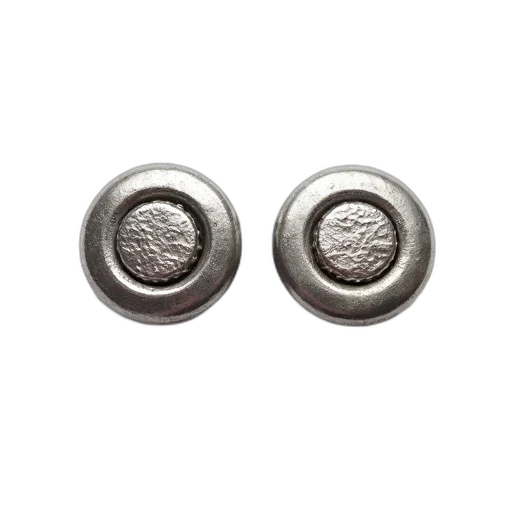 jewelry, pair, silver-colored, metal, snap, fasteners, textured, surface transparent PNG cut-out