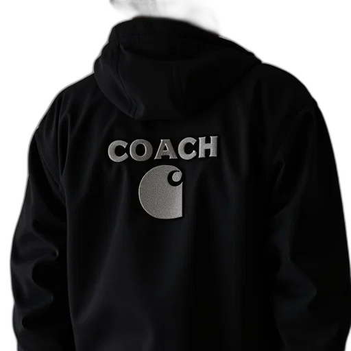jacket, black, coach, white, carhart, logo transparent PNG cut-out