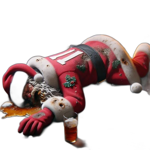 robot, animal, 3d render, concept art, santa, claus, smeared, outfit transparent PNG cut-out