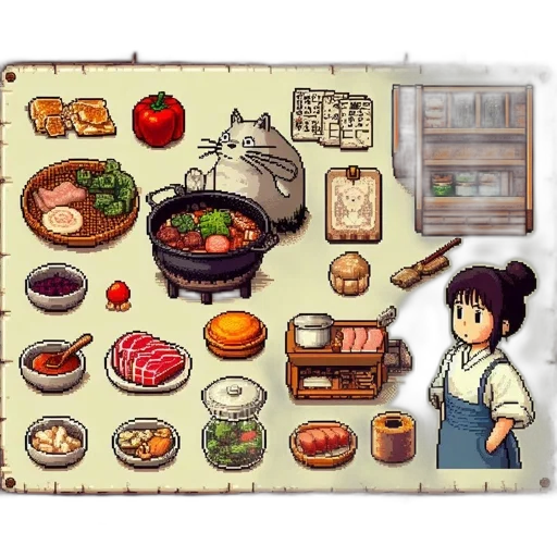 food, pixel art, concept art, watercolor, fantasy art, fog, forest, snow transparent PNG cut-out
