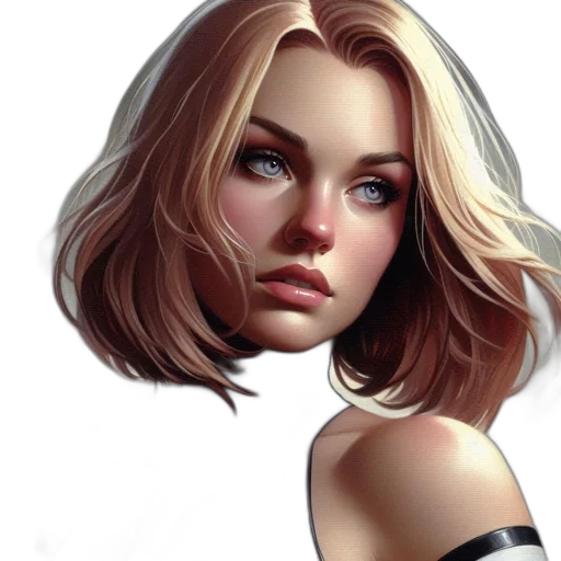 face, hair, mask, jacket, photorealistic, concept art, fantasy art, oil painting transparent PNG cut-out