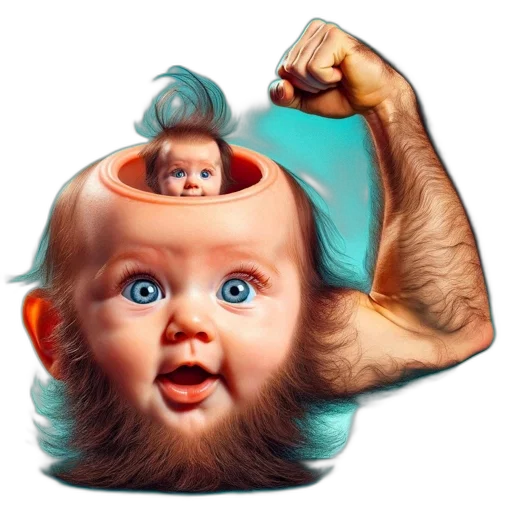 hair, creature, crown, face, photorealistic, concept art, 3d render, unusual transparent PNG cut-out