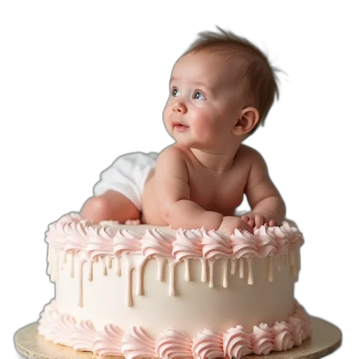 food, photorealistic, 3d render, pastel, baby, cake, picture, child transparent PNG cut-out