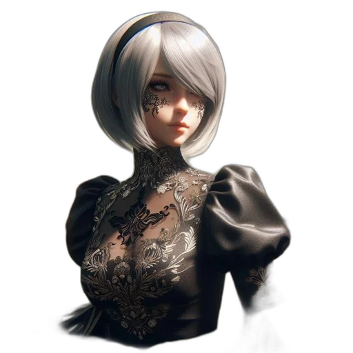 dress, face, staff, robot, concept art, 3d render, fantasy art, photorealistic transparent PNG cut-out
