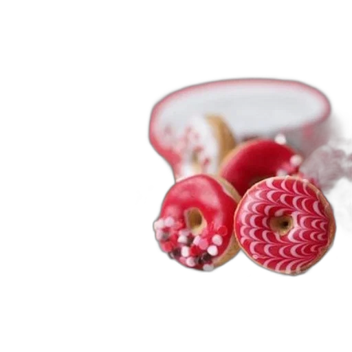jewelry, food, 3d render, plate, colorful, donuts, red, white transparent PNG cut-out